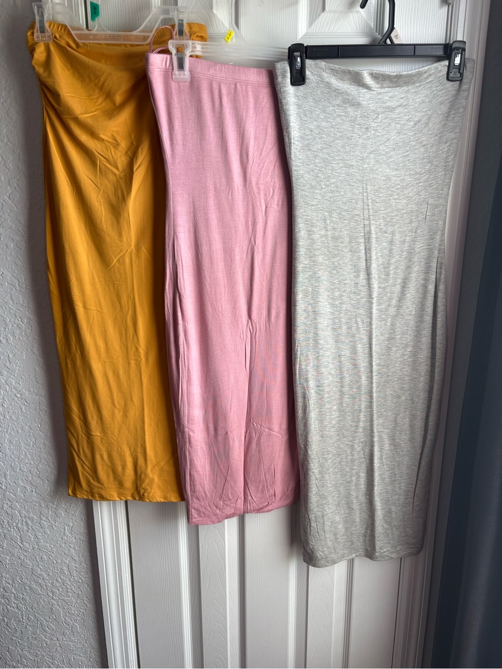 Set of 3- Strapless Tube Dress - Pink, Mustard & Light Gray Pack